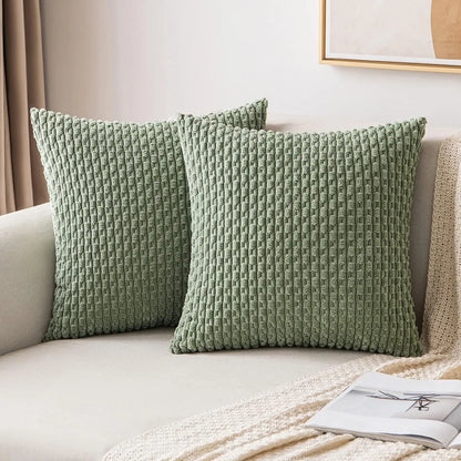 Boho Striped Corduroy Cushion Cover – Decorative Pillowcase for Sofa or Bed