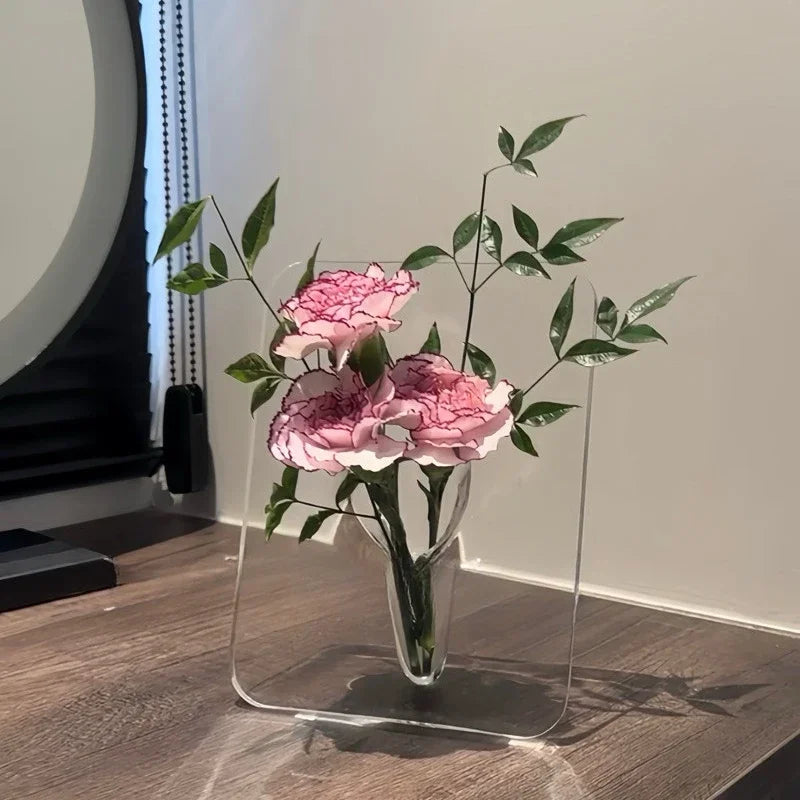 Clear Flower Vase with Artistic Butterfly Design