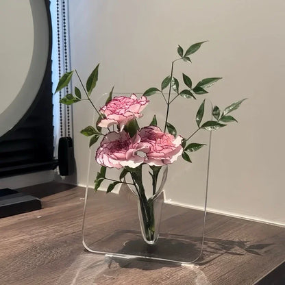 Clear Flower Vase with Artistic Butterfly Design