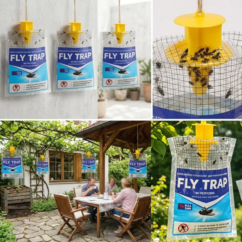 Eco-Friendly Hanging Fly Catcher with Quick-Activating Bait