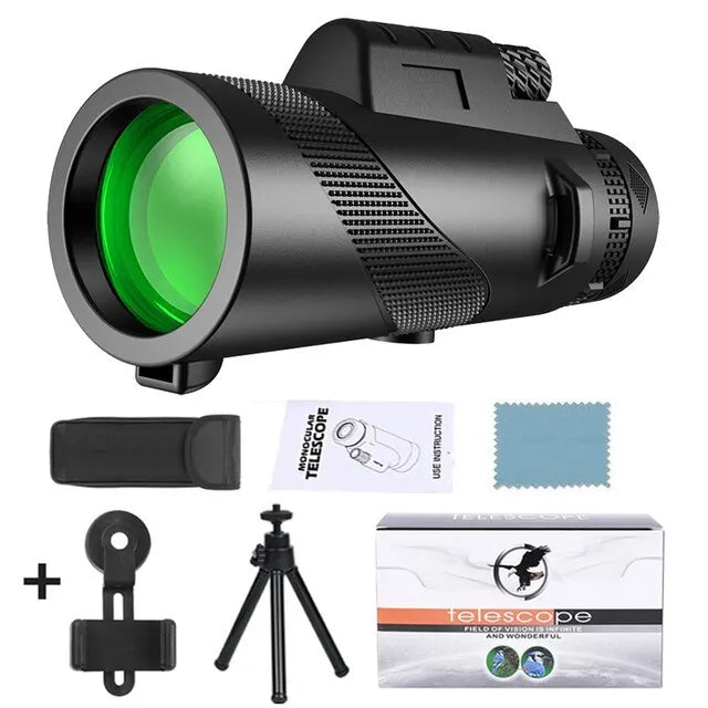 80x100 High Definition Zoom Monocular Telescope: Portable Binoculars for Hunting, Camping, and Outdoor Adventures