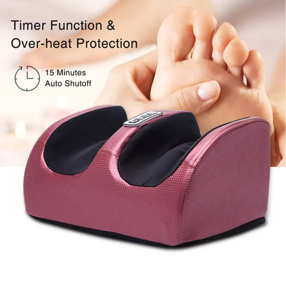 Foot Massager with Heat – 12 Kneading Nodes, Dual Rotation, 3 Intensities, 15-Minute Timer
