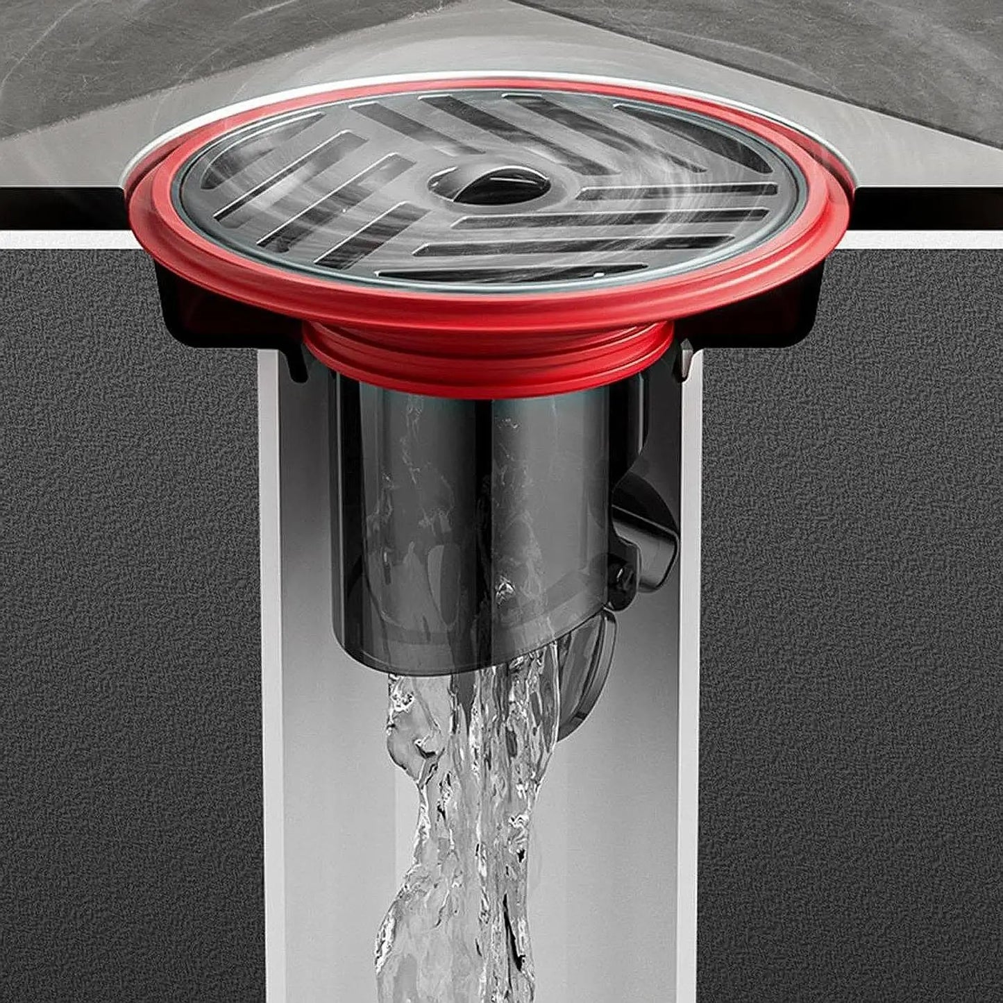 Compact Floor Drain with Backflow Protection – Stainless Steel & Silicone for Bathroom, Shower, and Kitchen