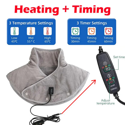 USB Heating Pillow with Vibration for Neck and Shoulder Massage