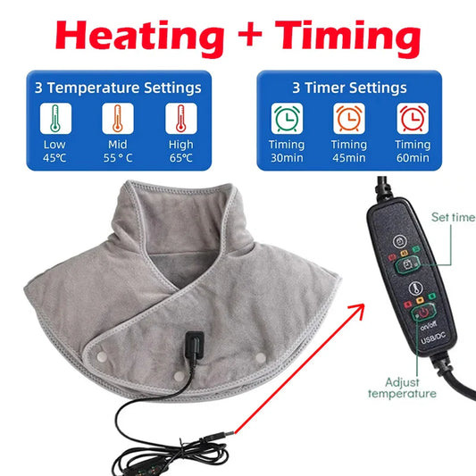 USB Heating Pillow with Vibration for Neck and Shoulder Massage