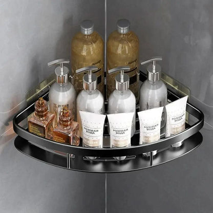 Aluminum Bathroom Corner Shelf - No-Drill Installation