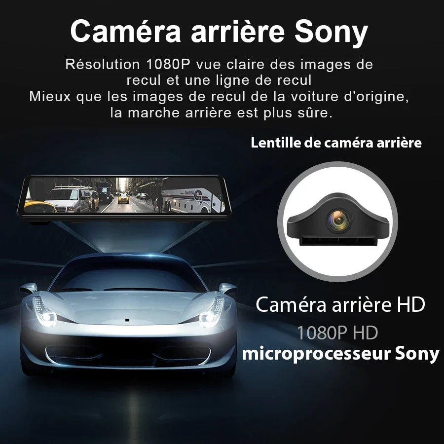 Rearview Mirror Camera 4K with GPS Navigation and Video Recording