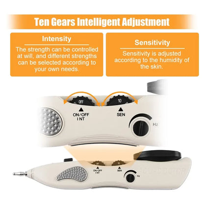 Rechargeable Massage Pen with LCD, 10 Intensity Levels, Needle-Free Tips