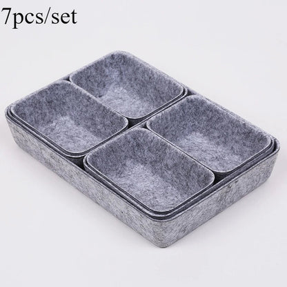 Felt Storage Boxes Set of 7 | Versatile Organizer for Office & Desk