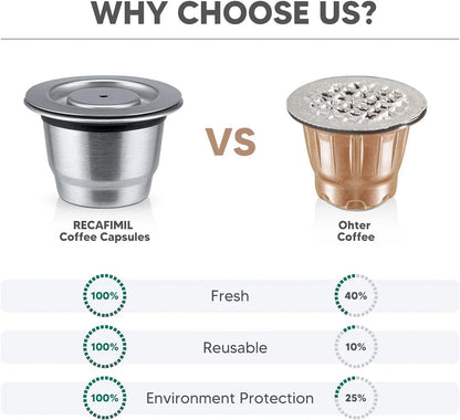 Stainless Steel Coffee Capsules for Nespresso OriginalLine – Refillable, Dishwasher Safe, Eco-Friendly