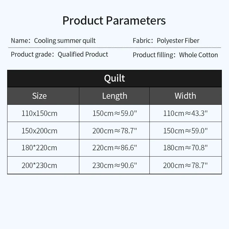 Lightweight Summer Quilt in Cotton-Polyester Blend – Washable, Skin-Friendly Solid Colour