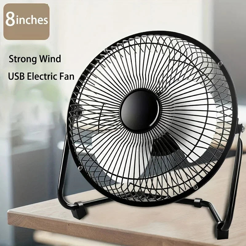 Portable USB Electric Fan – Mini Desk Fan with 2 Speed Settings, 4 Blades, 360° Rotation, 4/6/8 Inch