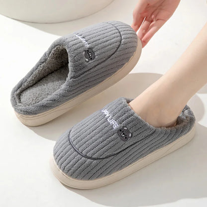 Soft Cotton Slippers for Men and Women - Lightweight & Insulating - Gray