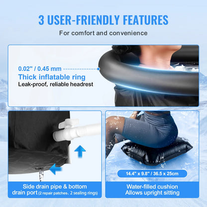 Cold Plunge Tub for Adults - Portable Ice Bath with Insulated Design, Cover & Carry Bag