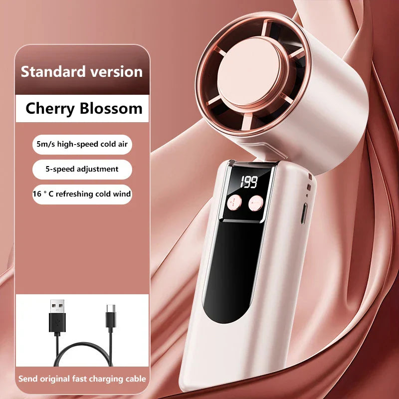 Handheld Fan with Cooling Function | Turbo Speed | USB Powered | Digital Display | 3 Speed Settings