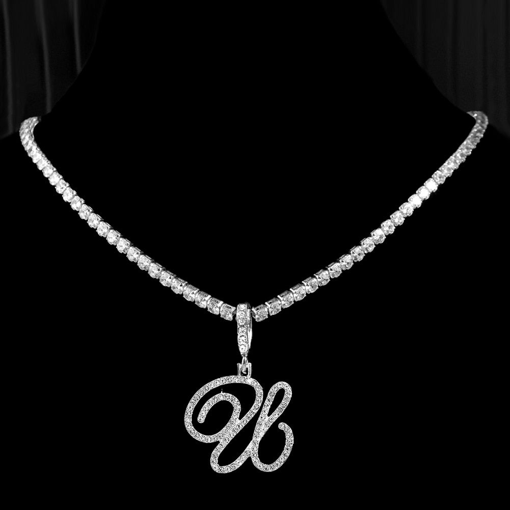 Elegant Initial Pendant Necklace in Silver