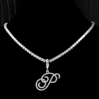 Elegant Initial Pendant Necklace in Silver