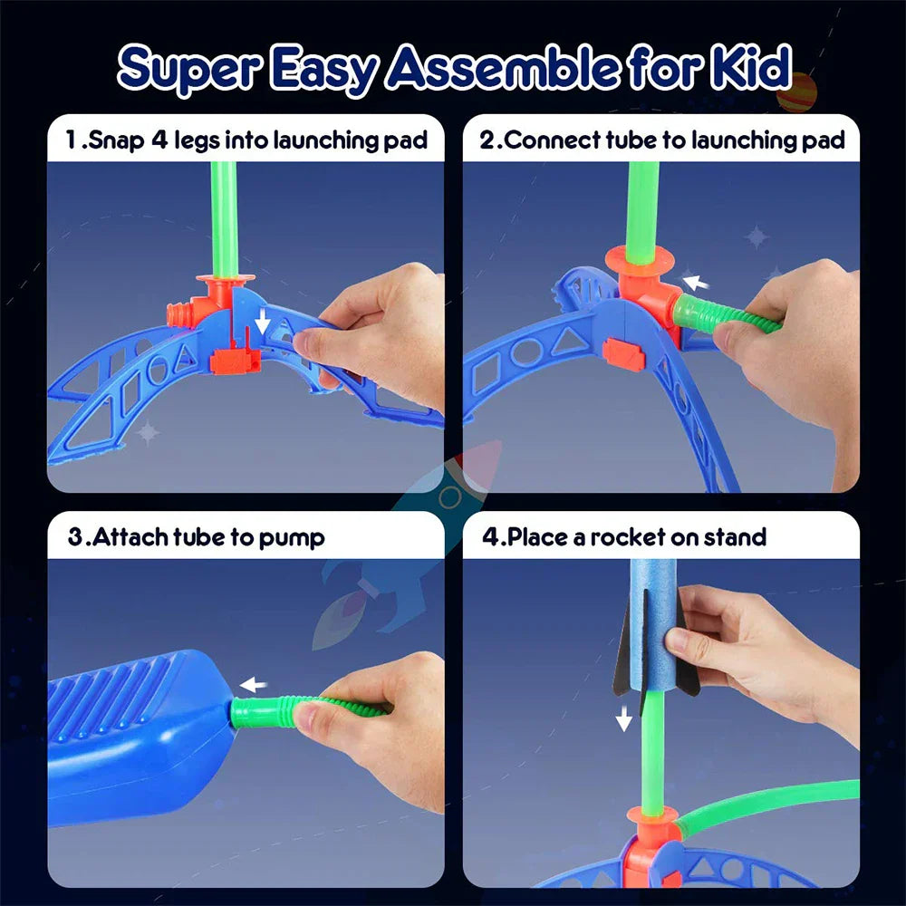Rocket Launcher with 6 Foam Rockets – Fun for Kids in Garden & Park