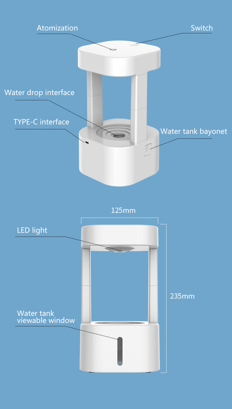 Waterfall Air Humidifier with Anti-Gravity Technology