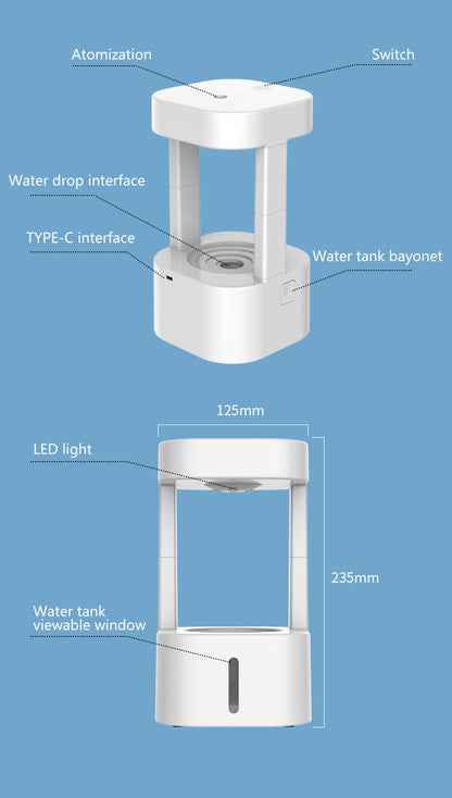 Waterfall Air Humidifier with Anti-Gravity Technology