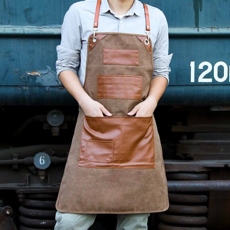 Handcrafted Leather Apron with Adjustable Straps for Cooking, Grilling & Crafting