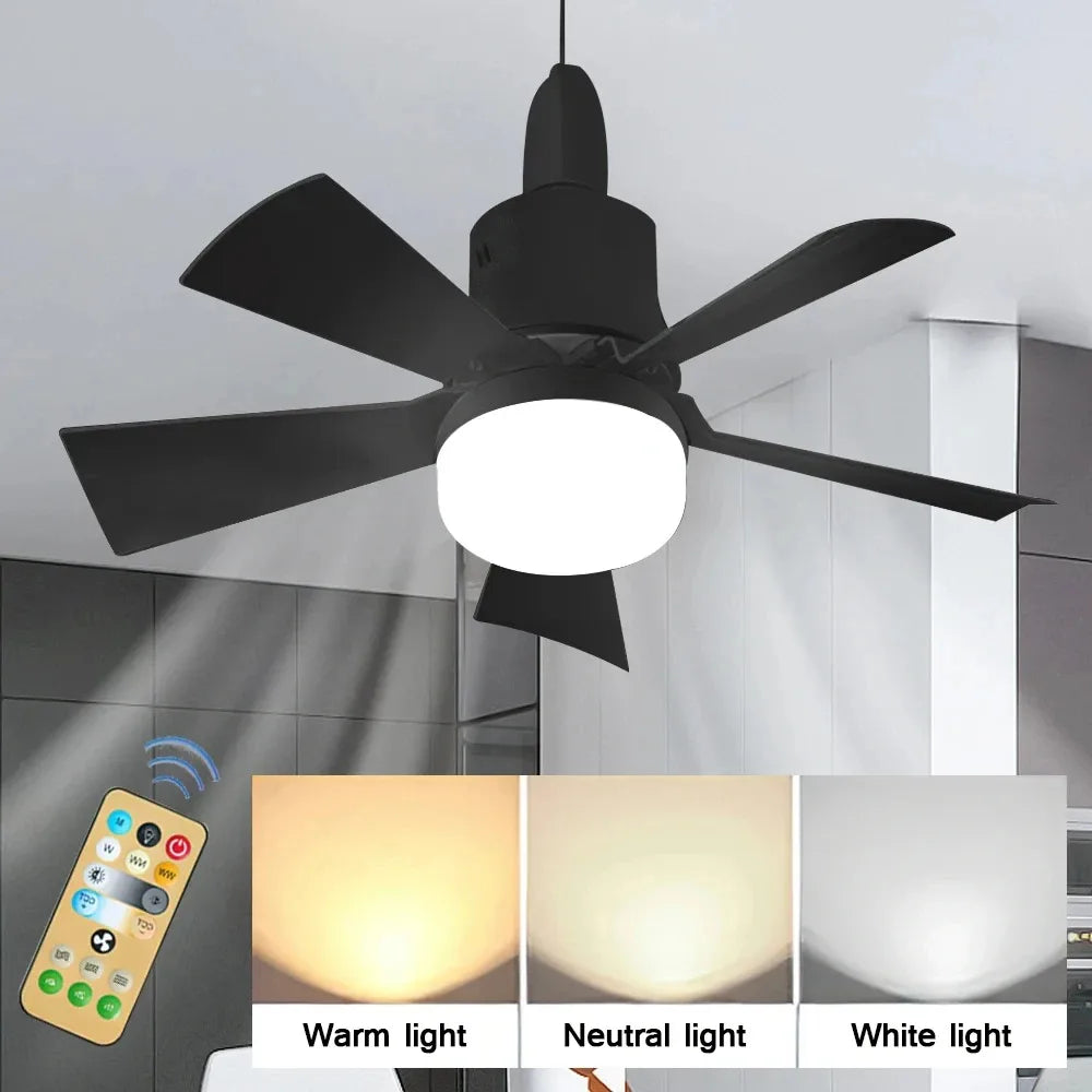 30W Remote-Controlled Ceiling Fan Light - LED Dimming, Quiet Design for Bedroom & Living Room