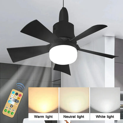 30W Remote-Controlled Ceiling Fan Light - LED Dimming, Quiet Design for Bedroom & Living Room
