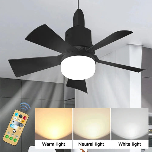 30W Remote-Controlled Ceiling Fan Light - LED Dimming, Quiet Design for Bedroom & Living Room