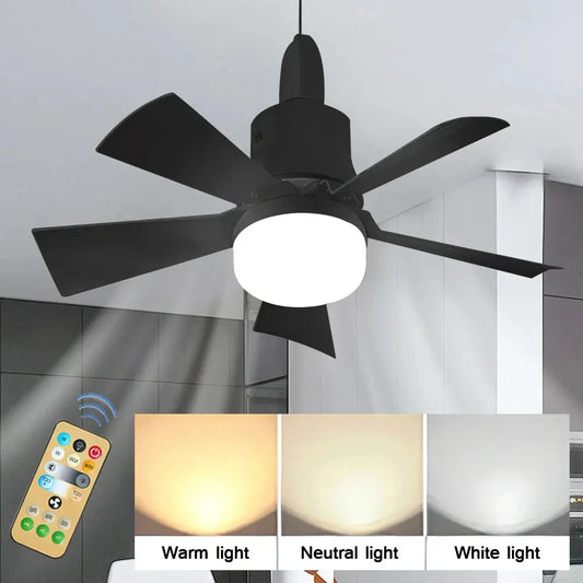 30W Remote-Controlled Ceiling Fan Light - LED Dimming, Quiet Design for Bedroom & Living Room