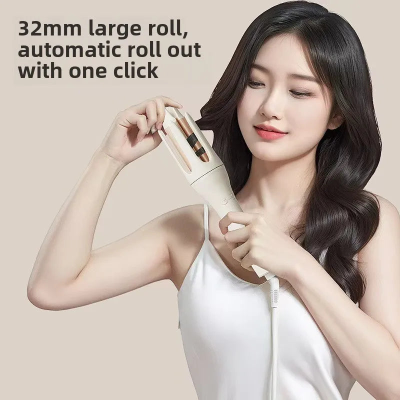 2-in-1 Curler and Straightener with Automatic Rotation and Tourmaline Ceramic