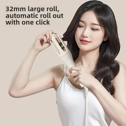 2-in-1 Curler and Straightener with Automatic Rotation and Tourmaline Ceramic