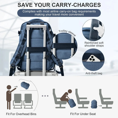 Waterproof Travel Backpack with 15.6" Laptop Compartment - Wet-Dry Separation