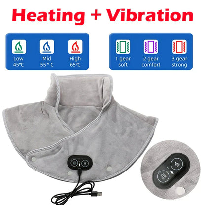 USB Heating Pillow with Vibration for Neck and Shoulder Massage