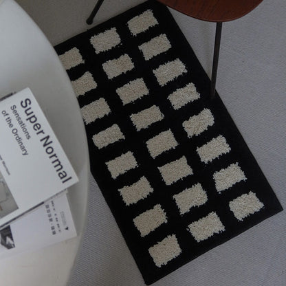 Monochrome Checkered Area Rug