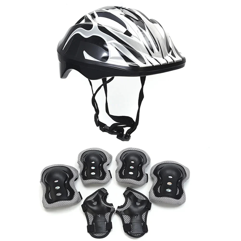 Children's Helmet and Protective Gear Set | 7-Piece with Knee, Elbow, and Wrist Pads | Adjustable Fit | Shock Absorption | Great for Biking & Skating