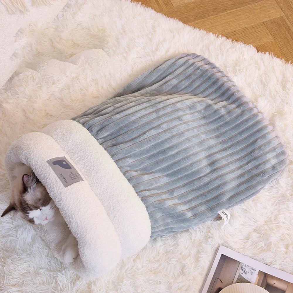 Cozy 3-Layer Pet Sleeping Bag for Cats & Small Dogs