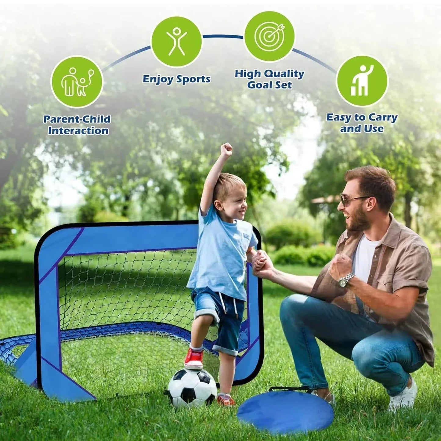Children's Soccer Goal - Portable & Foldable - 4-in-1 Training Target - 120x80x80 cm