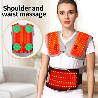 Adjustable Heated Wrap for Back and Shoulders with Red Light & Vibration Massage – 3 Heat Settings