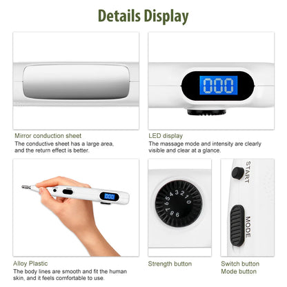 Rechargeable Massage Pen with 9 Intensity Settings, Audio Alert, 2 Probes