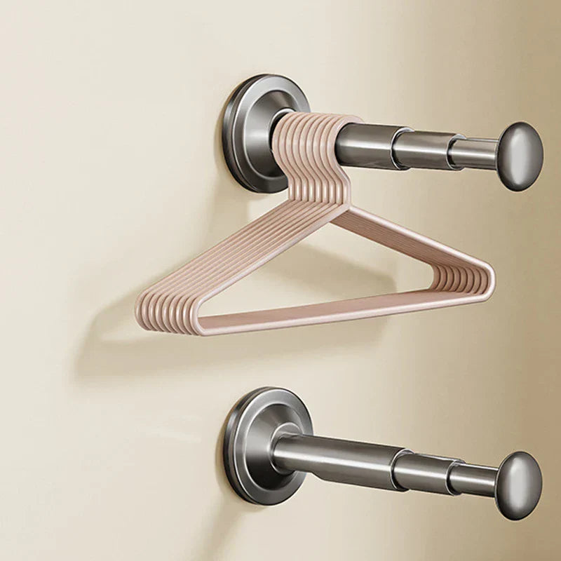 Telescopic Clothes Hanger Holder with Suction Cup - No Drilling Required for Bathroom, Closet & Balcony