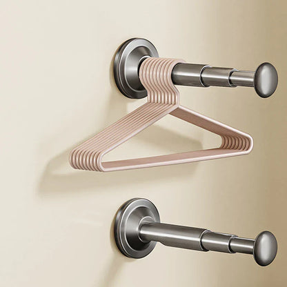 Telescopic Clothes Hanger Holder with Suction Cup - No Drilling Required for Bathroom, Closet & Balcony
