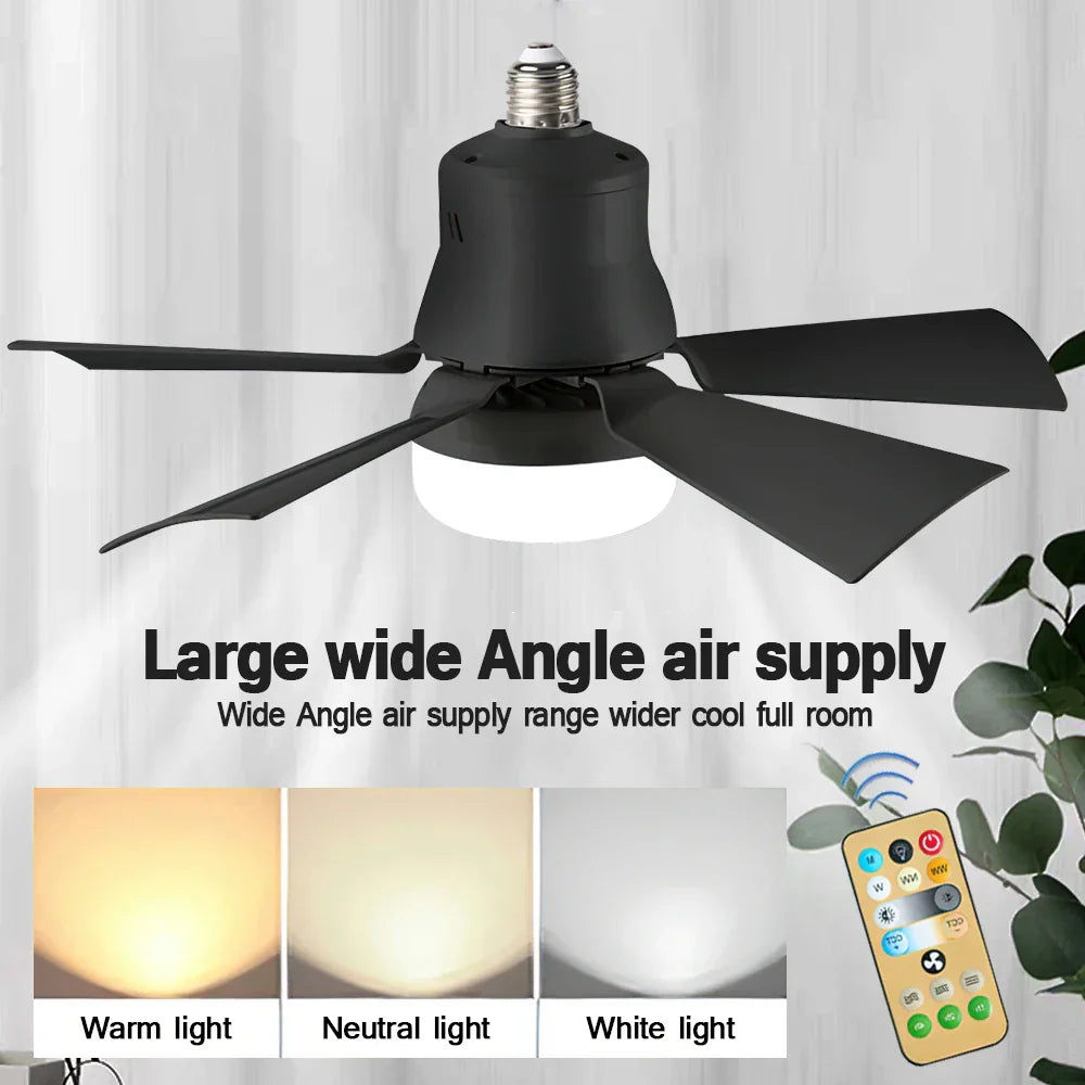 30W Remote-Controlled Ceiling Fan Light - LED Dimming, Quiet Design for Bedroom & Living Room