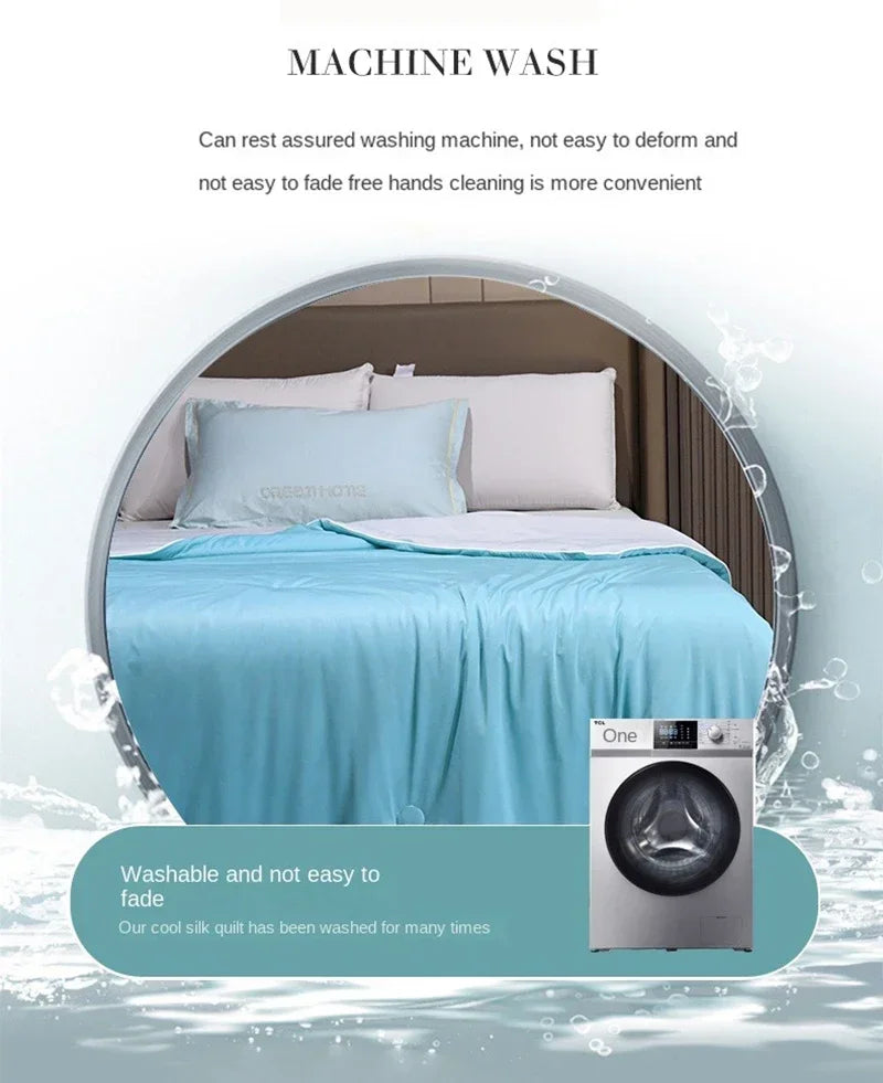 Cooling Blanket for Summer — Lightweight Ice Silk Comforter, Twin/King Size