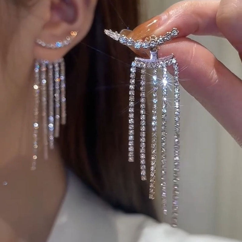 Elegant 2-in-1 Crystal Drop Earrings