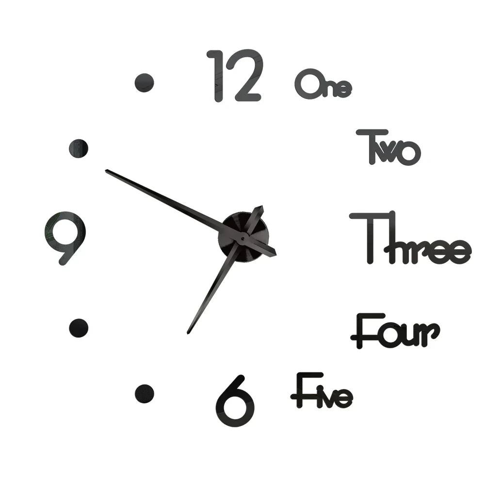 DIY 3D Mirrored Acrylic Wall Clock - Self-Adhesive Home Decor for Kitchen and Living Room