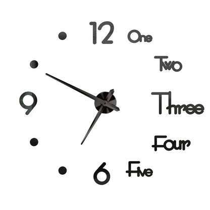 DIY 3D Mirrored Acrylic Wall Clock - Self-Adhesive Home Decor for Kitchen and Living Room