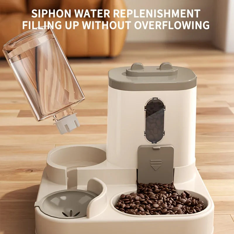 Automatic Food and Water Dispenser for Pets – 2-in-1 System with Stainless Steel Bowls and Non-Slip Feet – Suitable for Cats and Small Dogs