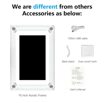 Rechargeable Digital Photo Frame with Acrylic IPS Screen for Home Decor