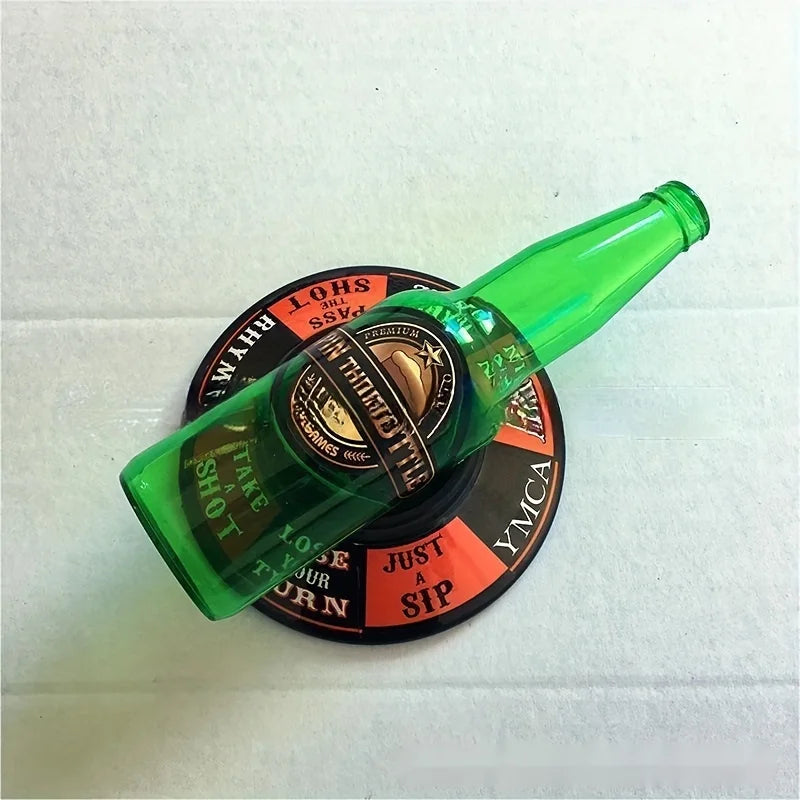 Compact Drinking Game for Adults - Spin the Bottle with Action Fields