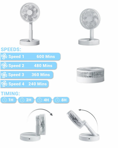 Compact Mini Fan with 4 Speed Settings – Quiet Operation